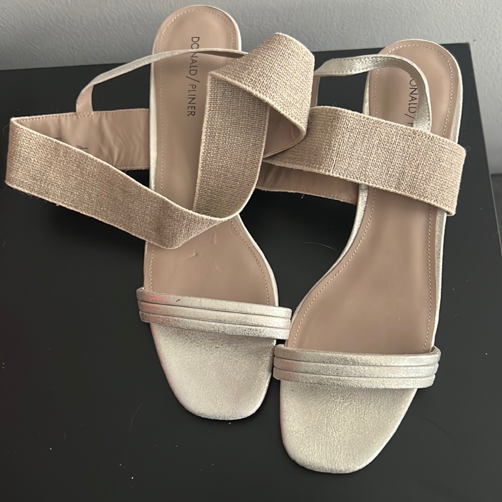 Donald J Pliner Silver Wrap Heels